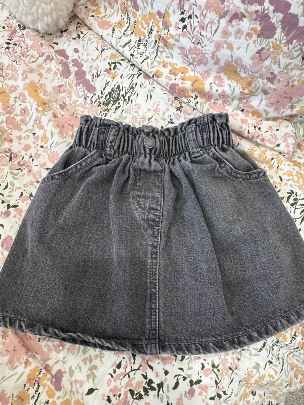 next Girls' Charcoal Elastic-Waist Denim Skirt